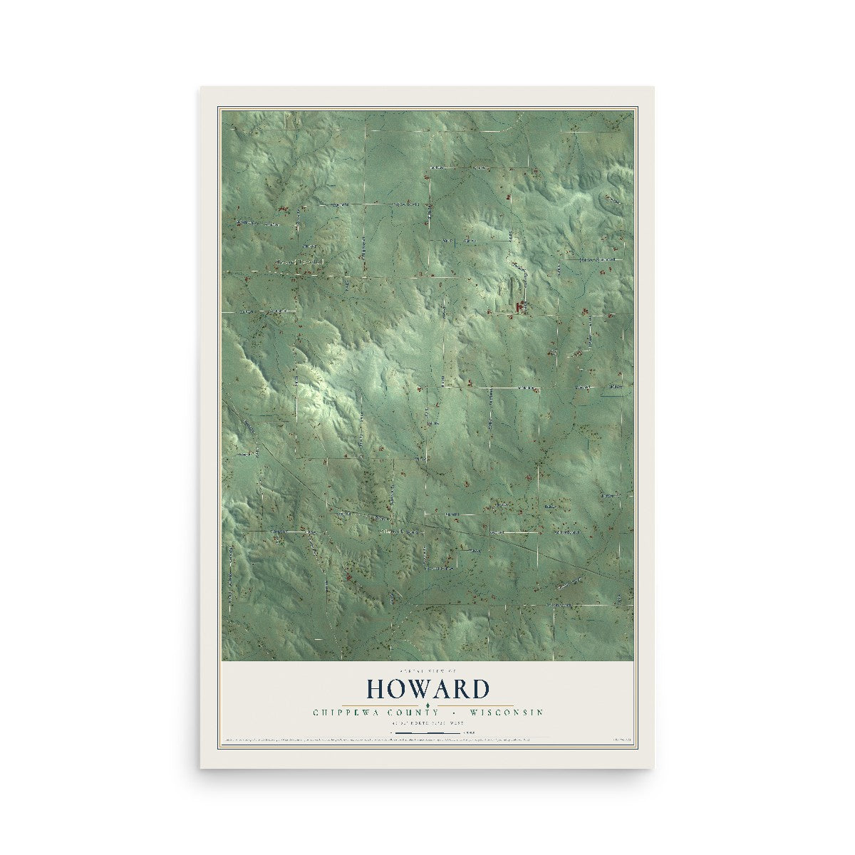 Map of Howard, Chippewa County, Wisconsin, 12 x 18 inch unframed archival matte print
