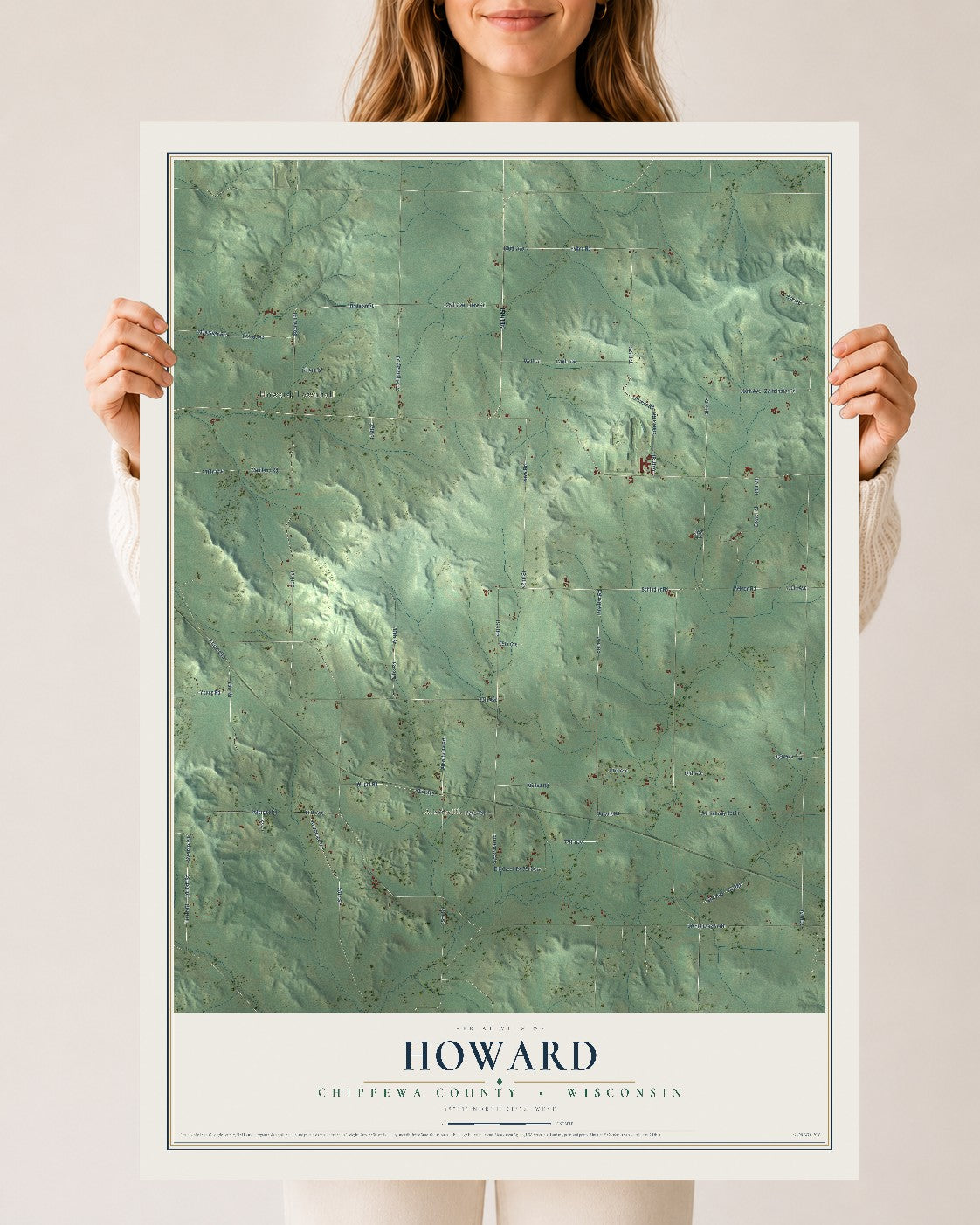 Map of Howard, Chippewa County, Wisconsin, 24 x 36 inch unframed archival matte print
