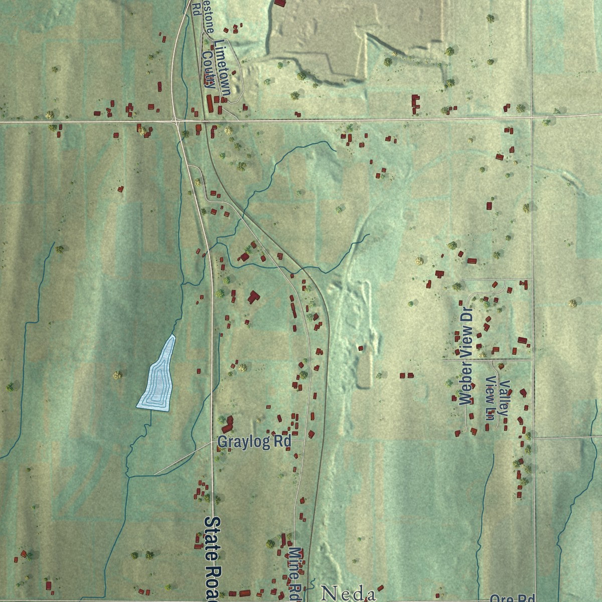 Second close-up of the map of Hubbard, Dodge County, Wisconsin print showing more streets and buildings