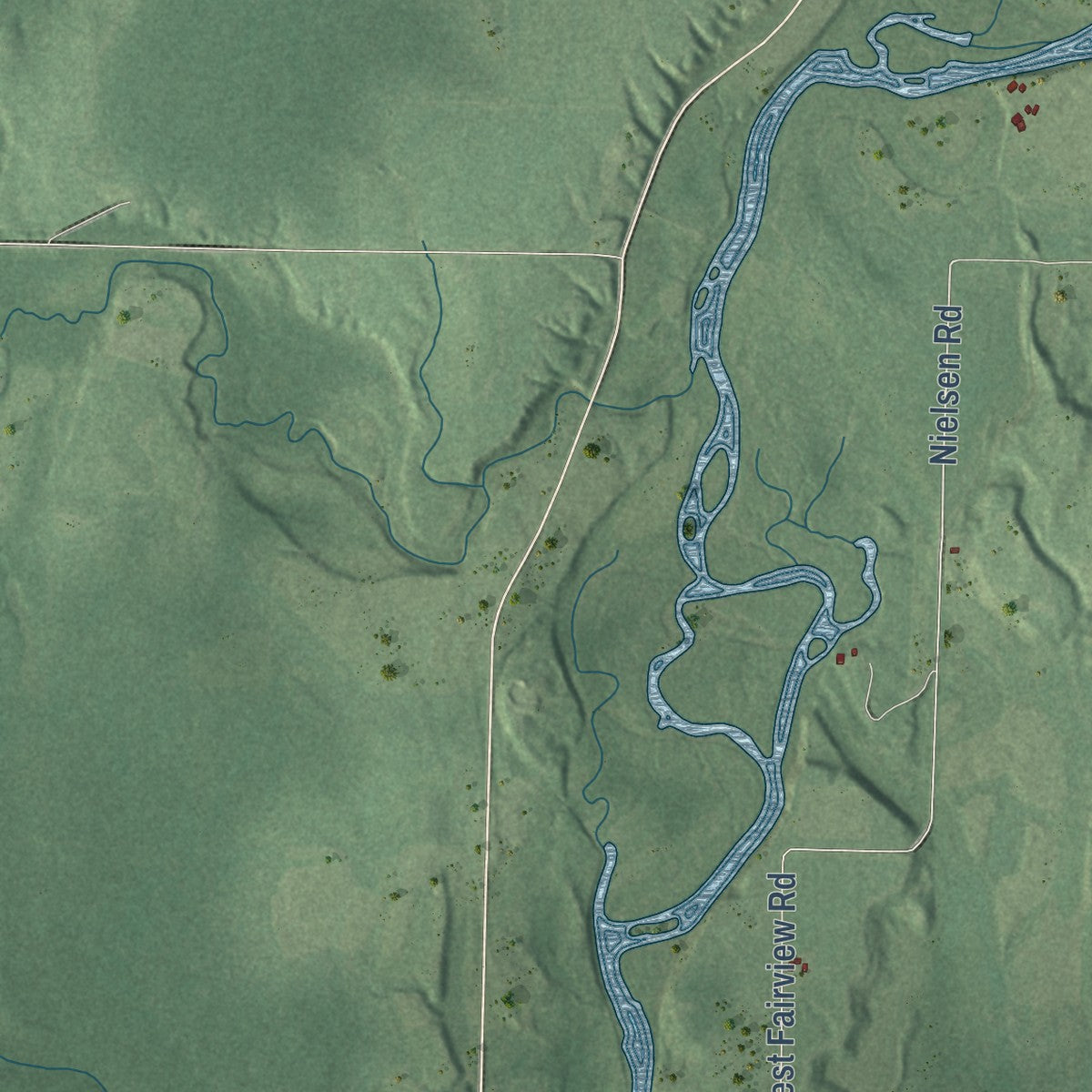 Close-up of the map of Hubbard, Rusk County, Wisconsin print showing street and building detail