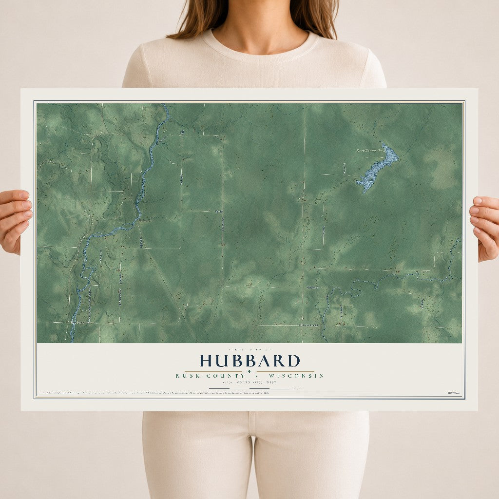Map of Hubbard, Rusk County, Wisconsin, 18 x 24 inch unframed archival matte print