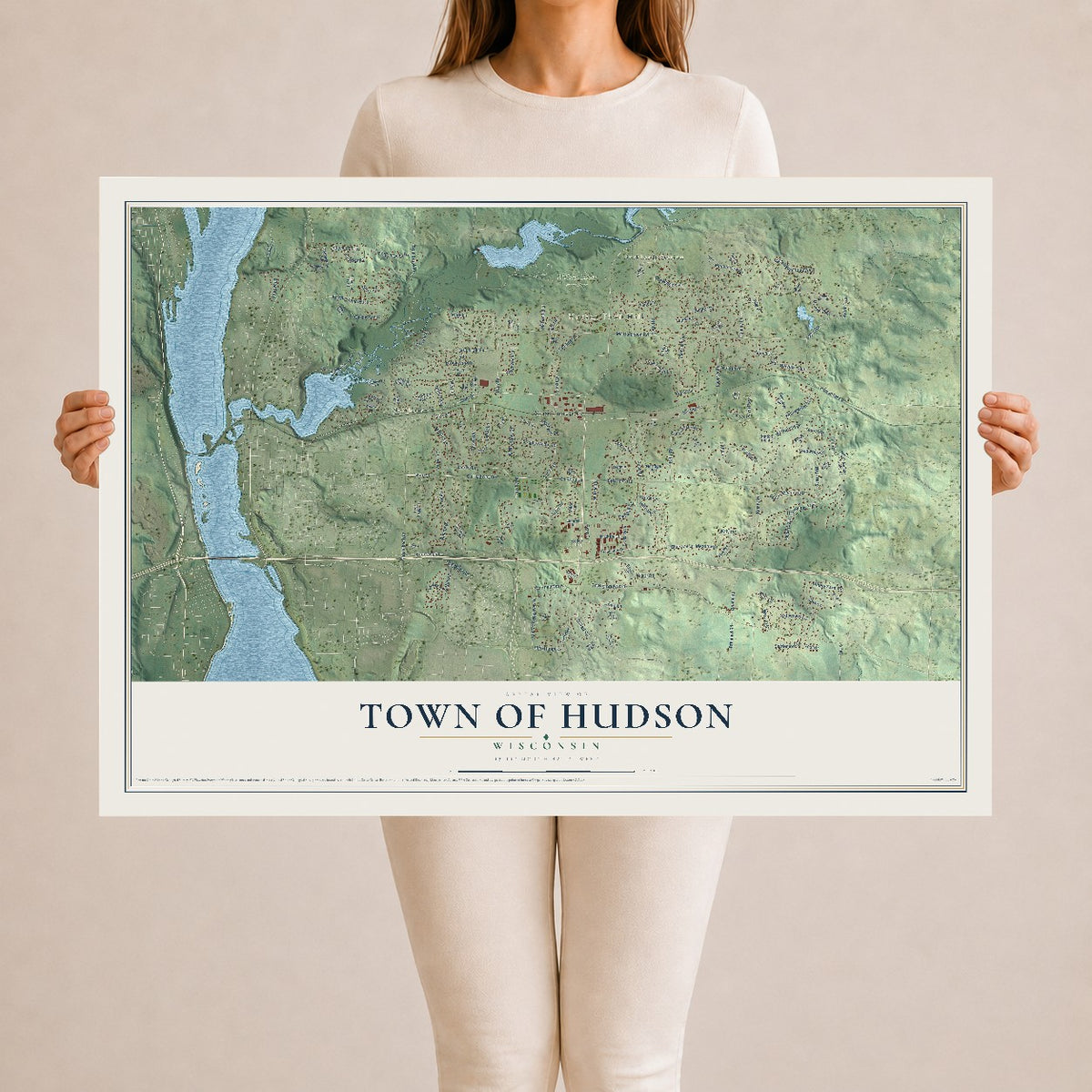 Map of the Town of Hudson, Wisconsin, 24 x 36 inch unframed archival matte print