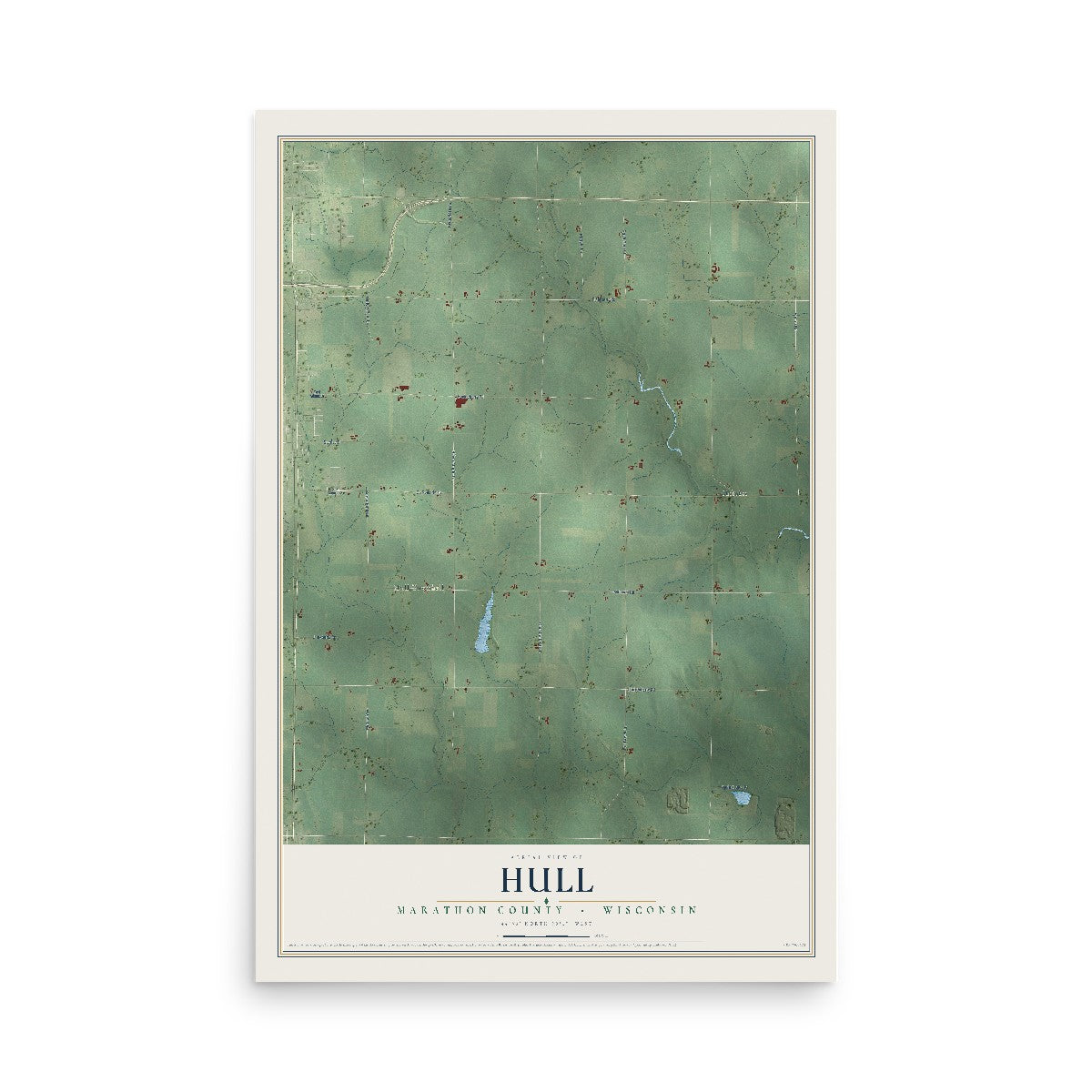 Map of Hull, Marathon County, Wisconsin, 12 x 18 inch unframed archival matte print