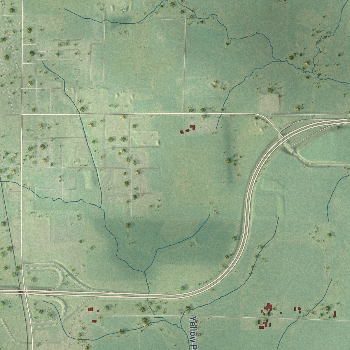 Close-up of the map of Hull, Marathon County, Wisconsin print showing street and building detail