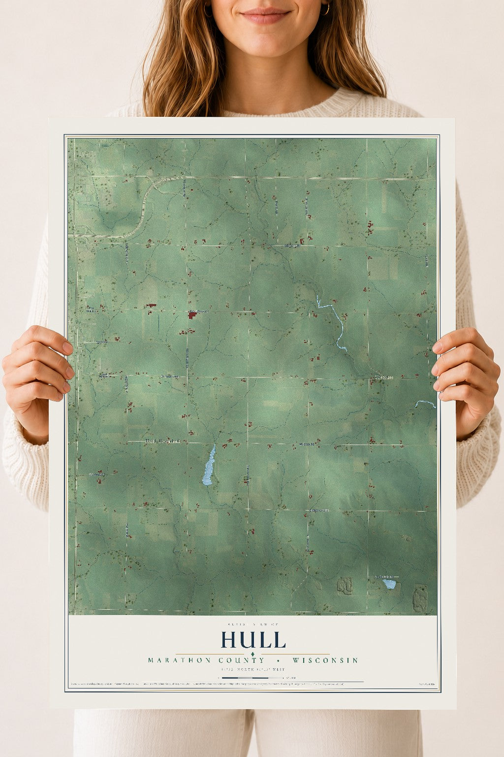 Map of Hull, Marathon County, Wisconsin, 18 x 24 inch unframed archival matte print