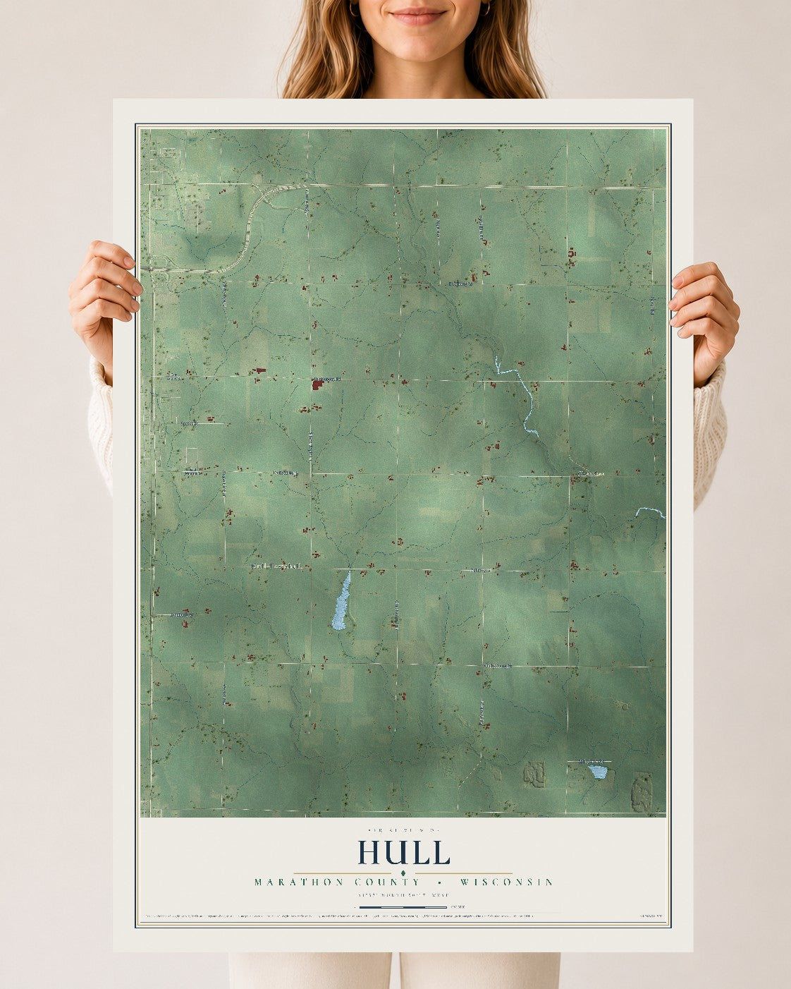 Map of Hull, Marathon County, Wisconsin, 24 x 36 inch unframed archival matte print