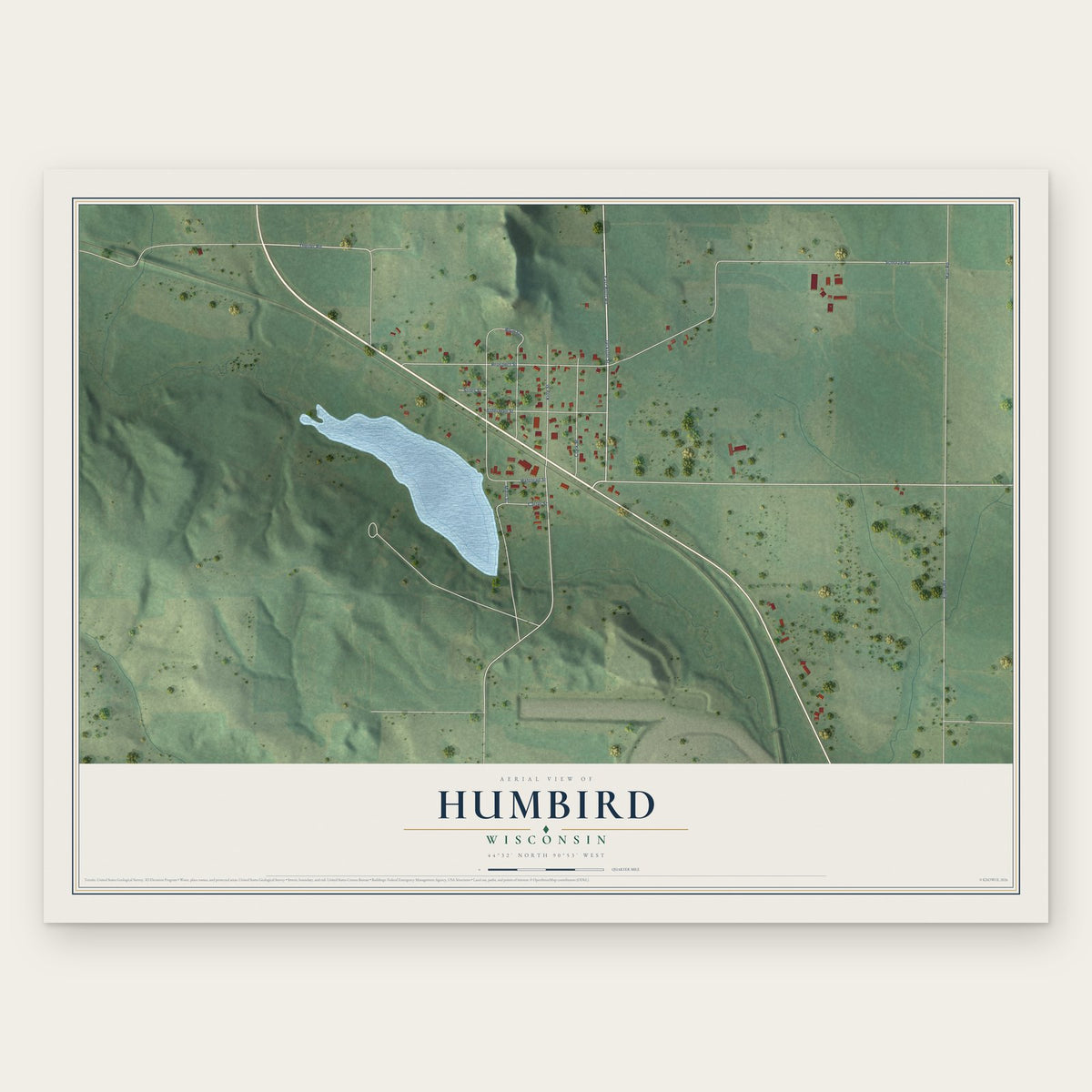 Humbird, Wisconsin map print, the full design