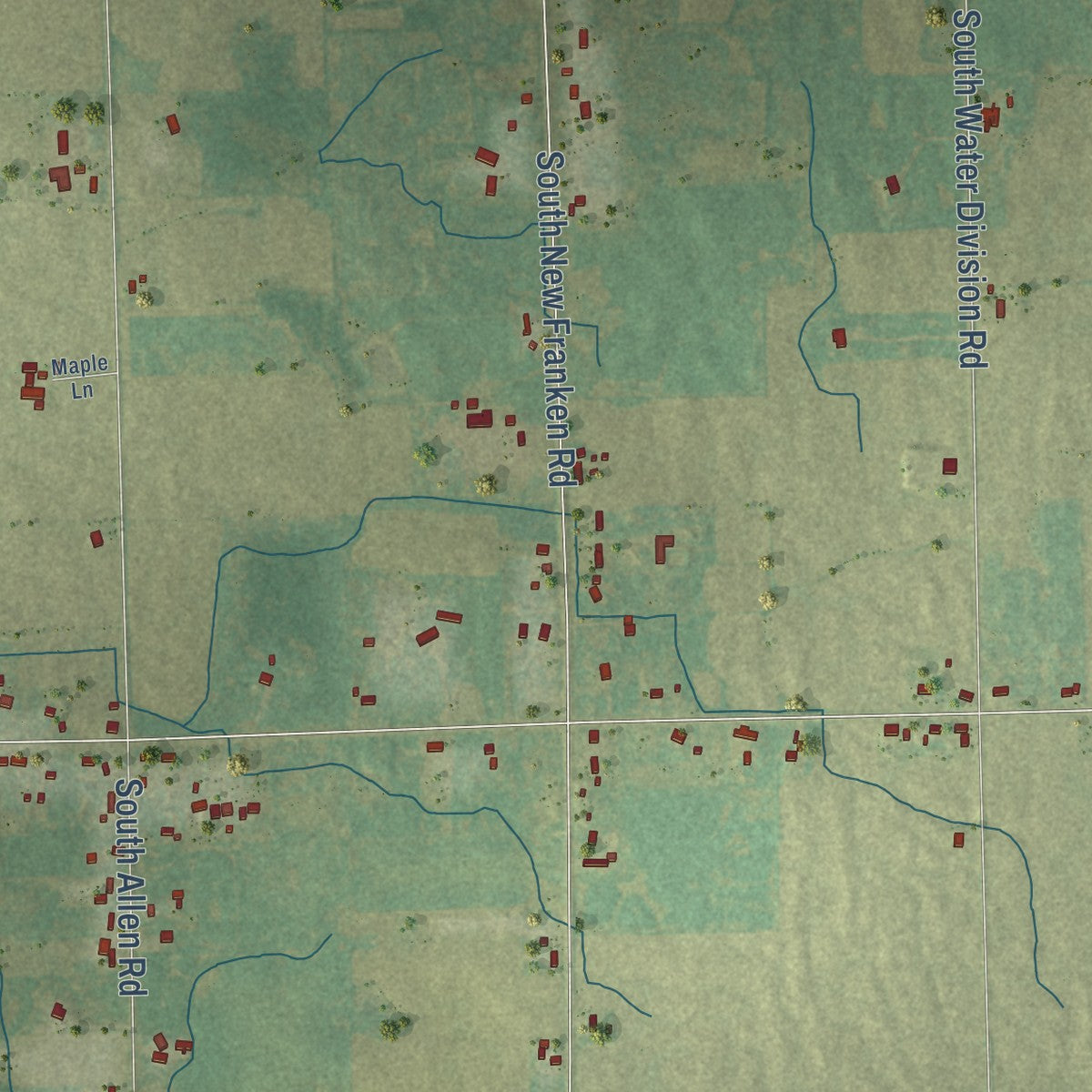 Second close-up of the map of Humboldt, Wisconsin print showing more streets and buildings