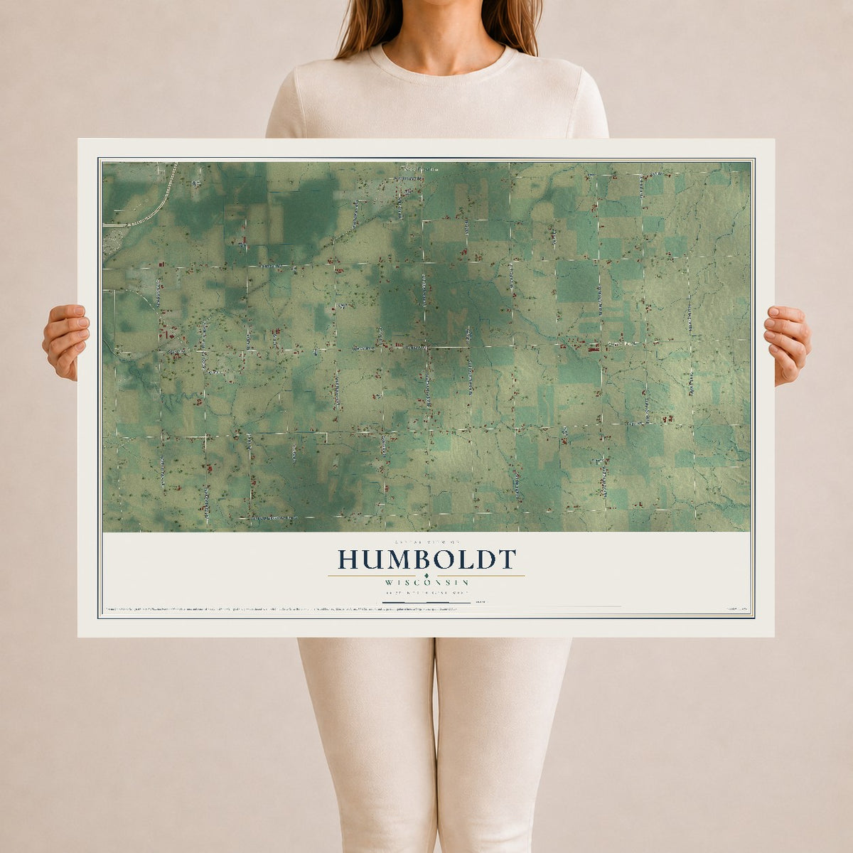 Map of Humboldt, Wisconsin, 24 x 36 inch unframed archival matte print