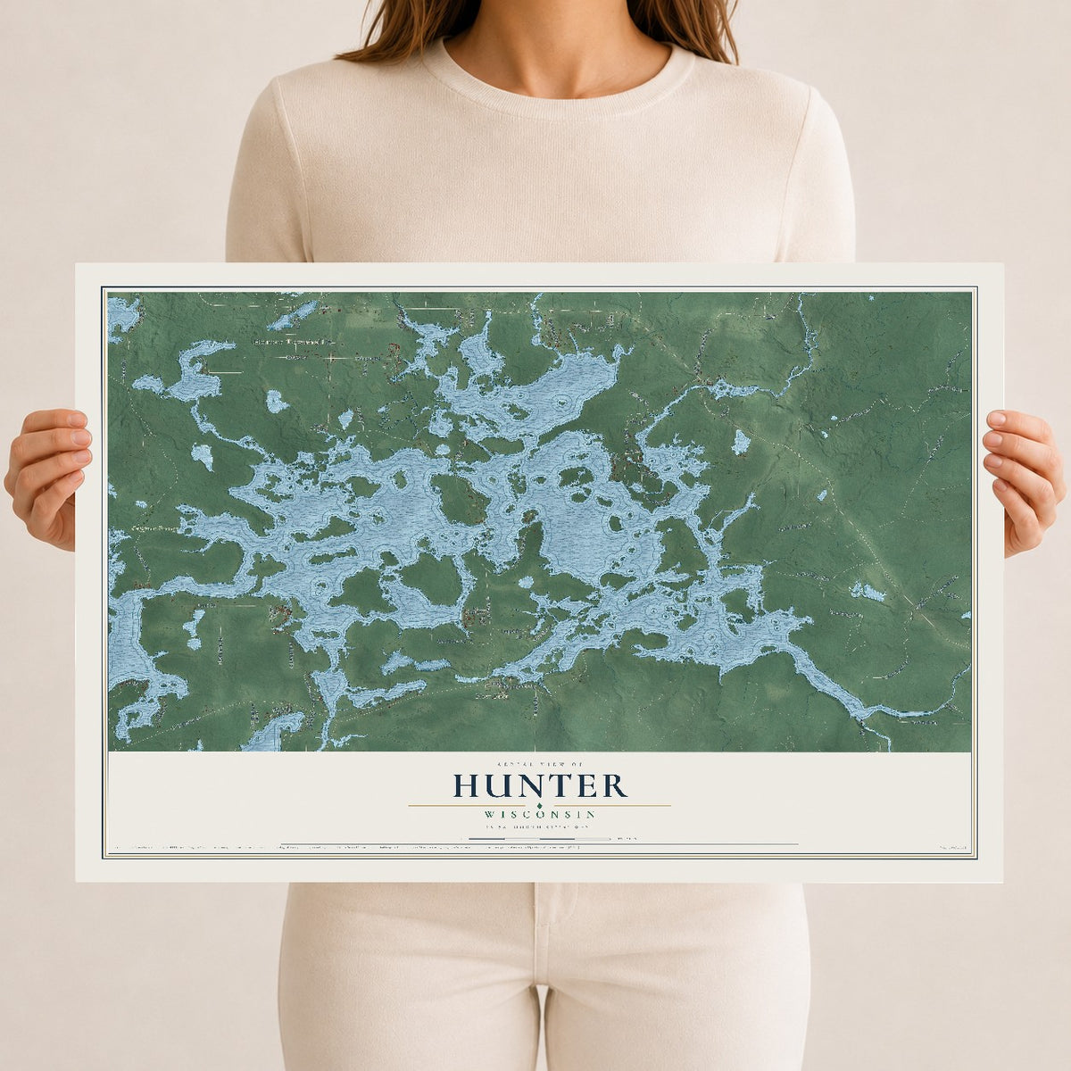 Map of Hunter, Wisconsin, 12 x 18 inch unframed archival matte print