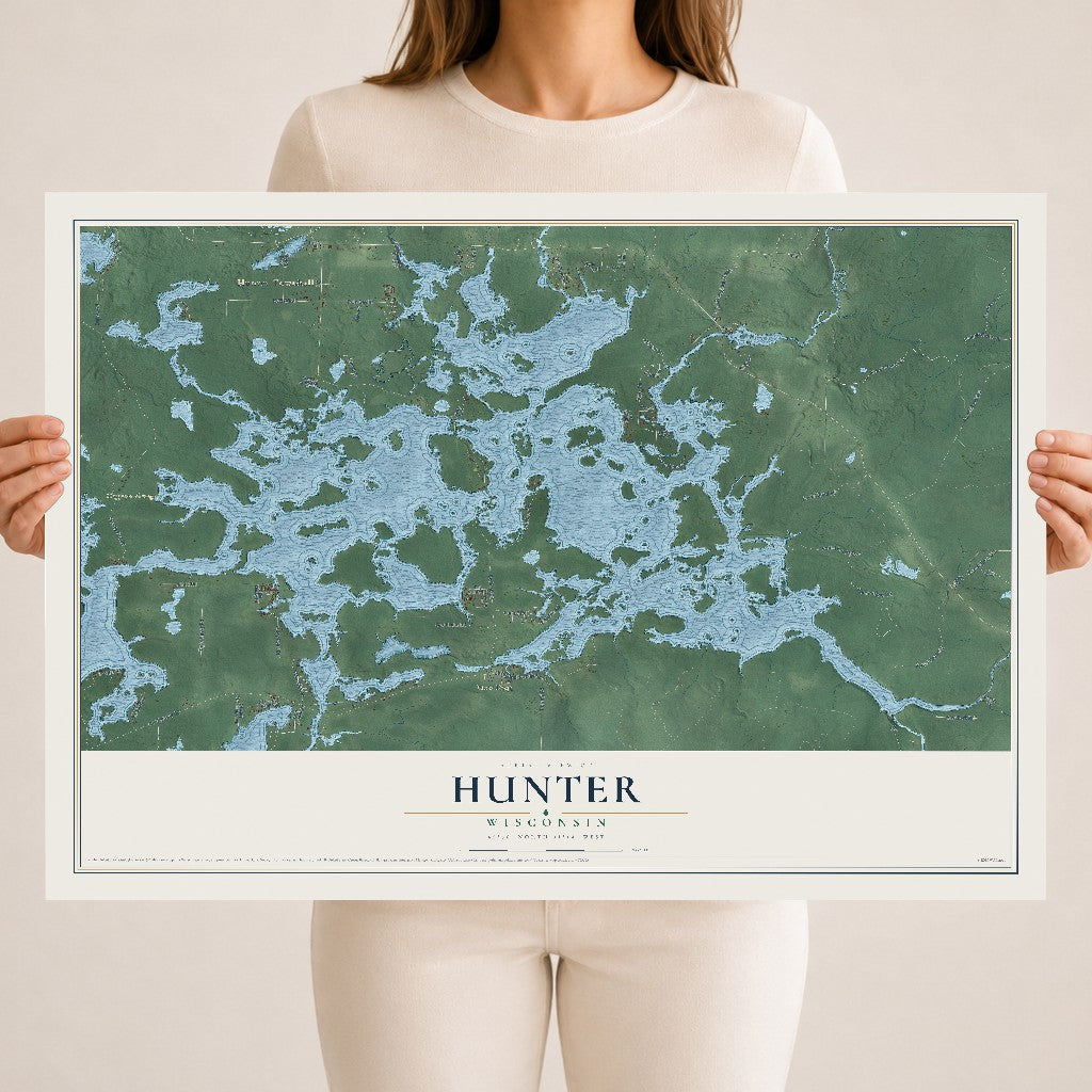 Map of Hunter, Wisconsin, 18 x 24 inch unframed archival matte print