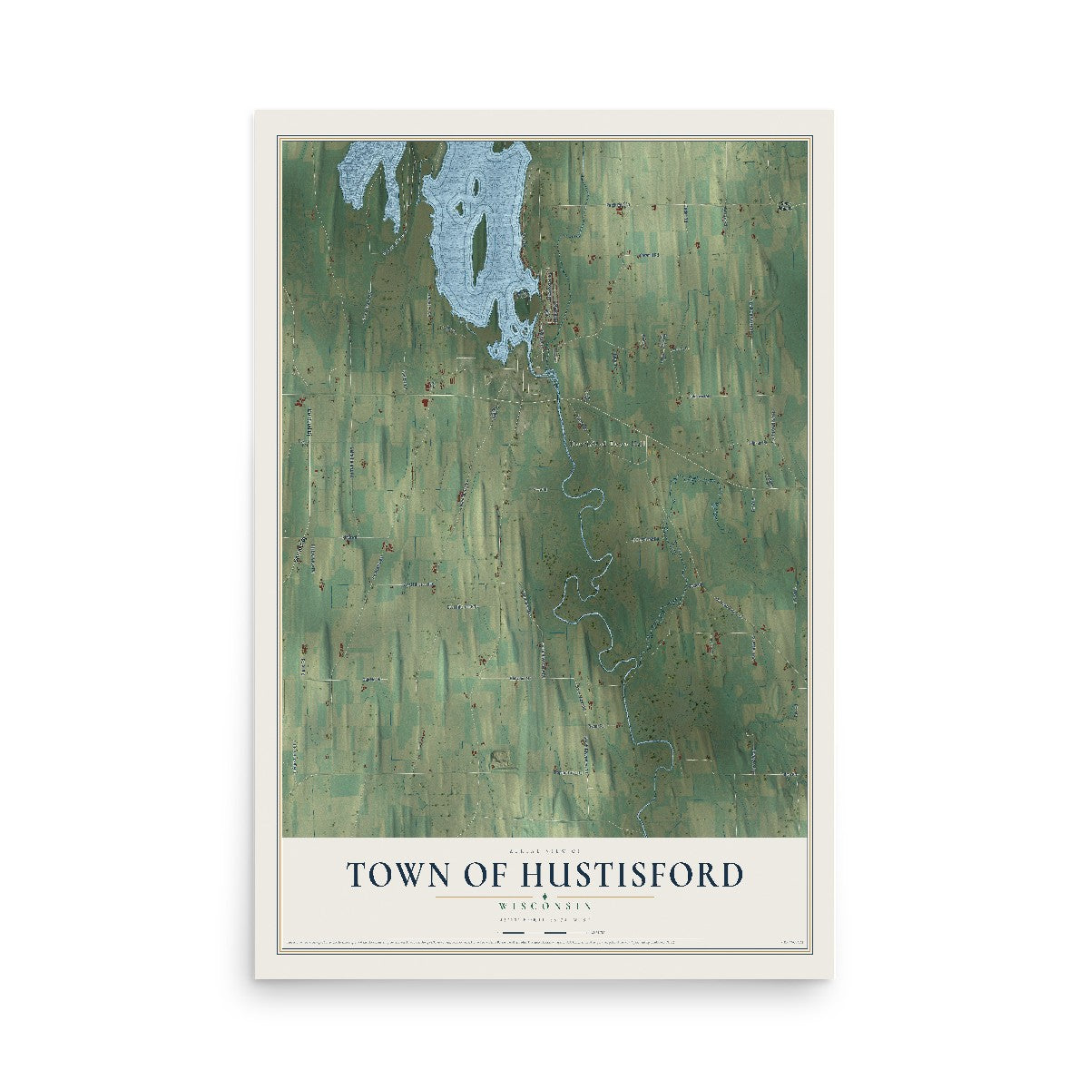Map of the Town of Hustisford, Wisconsin, 12 x 18 inch unframed archival matte print