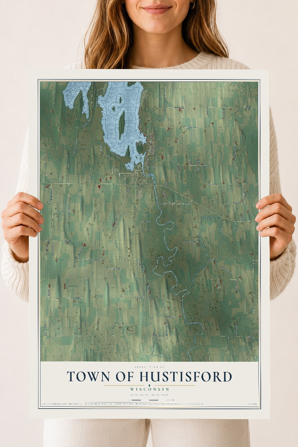 Map of the Town of Hustisford, Wisconsin, 18 x 24 inch unframed archival matte print