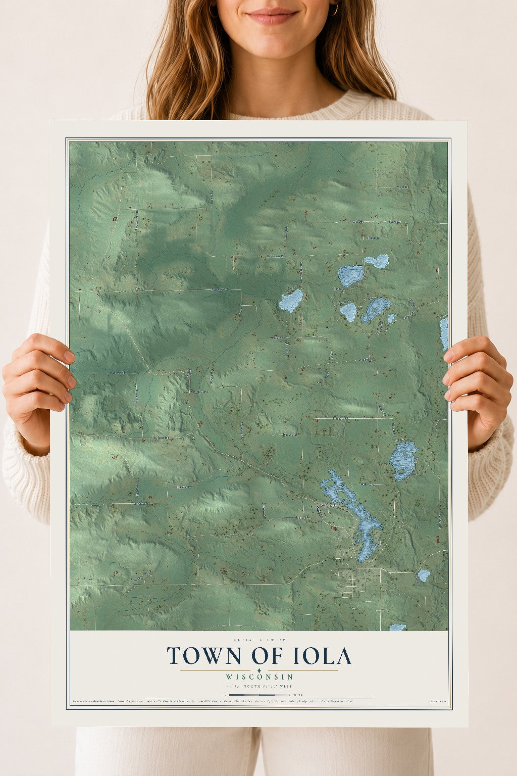 Map of the Town of Iola, Wisconsin, 18 x 24 inch unframed archival matte print