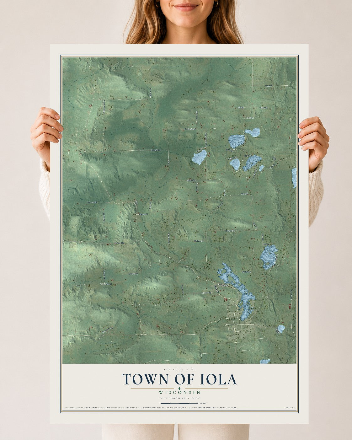 Map of the Town of Iola, Wisconsin, 24 x 36 inch unframed archival matte print