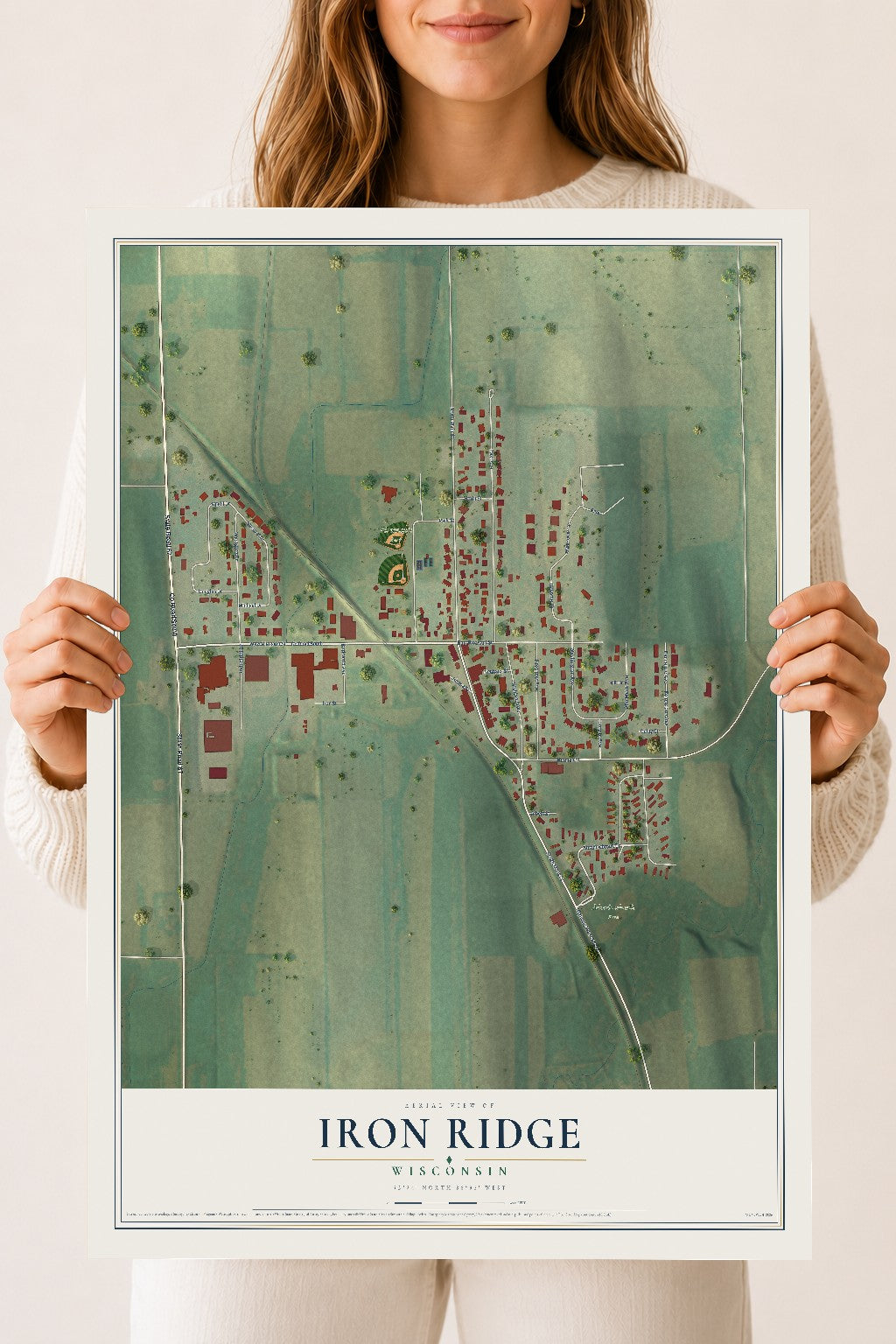 Map of Iron Ridge, Wisconsin, 18 x 24 inch unframed archival matte print