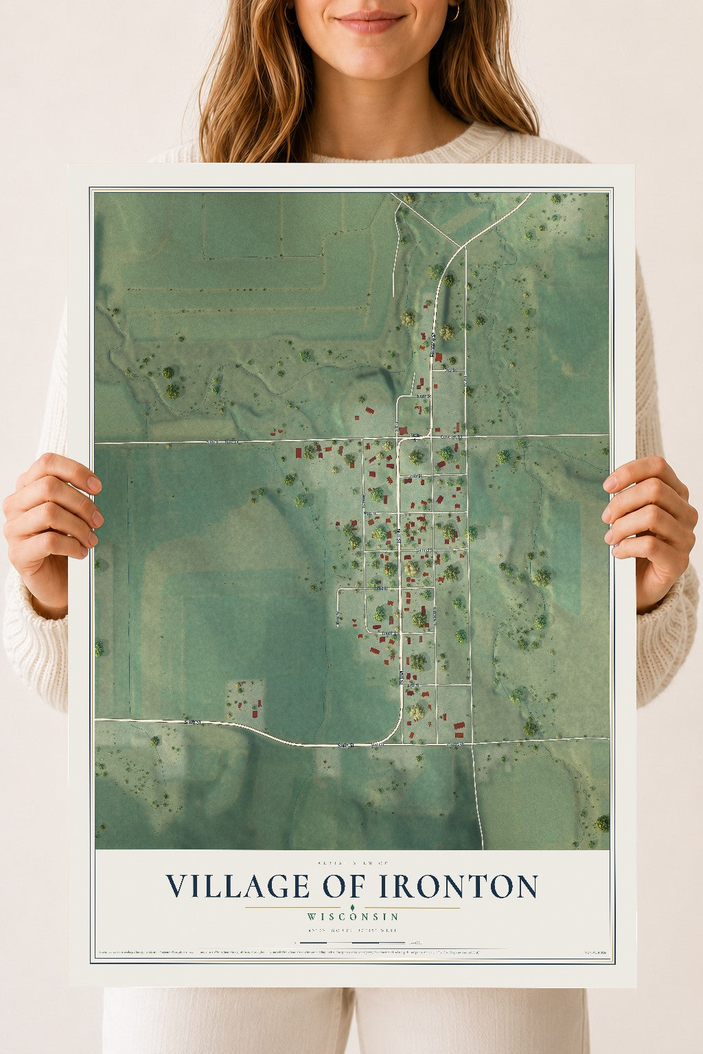 Map of Ironton, Wisconsin, 18 x 24 inch unframed archival matte print