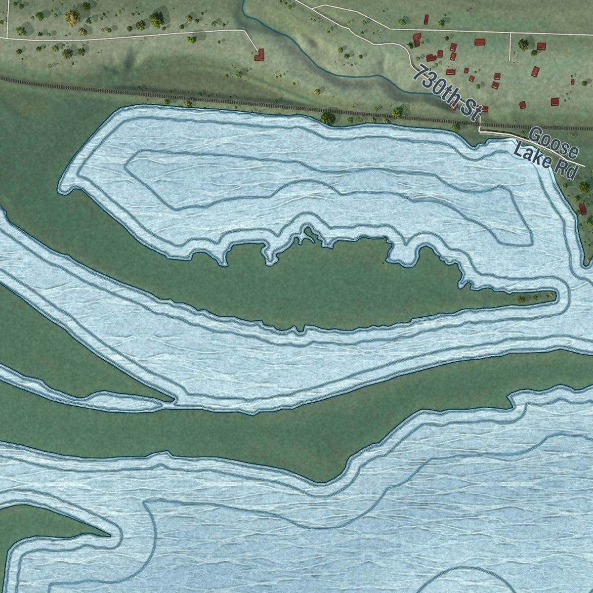 Second close-up of the map of Isabelle, Wisconsin print showing more streets and buildings