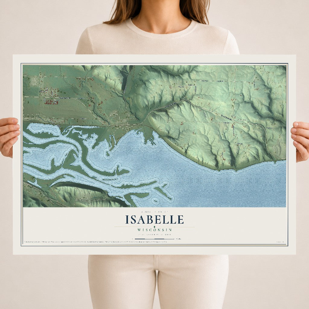 Map of Isabelle, Wisconsin, 18 x 24 inch unframed archival matte print