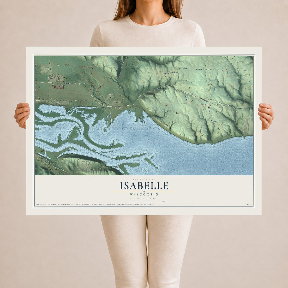 Map of Isabelle, Wisconsin, 24 x 36 inch unframed archival matte print