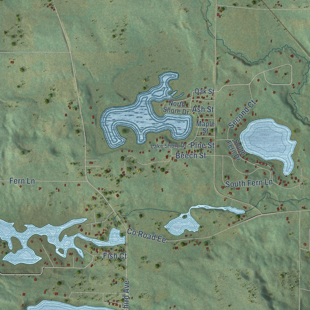 Second close-up of the map of the Town of Jackson, Adams County, Wisconsin print showing more streets and buildings