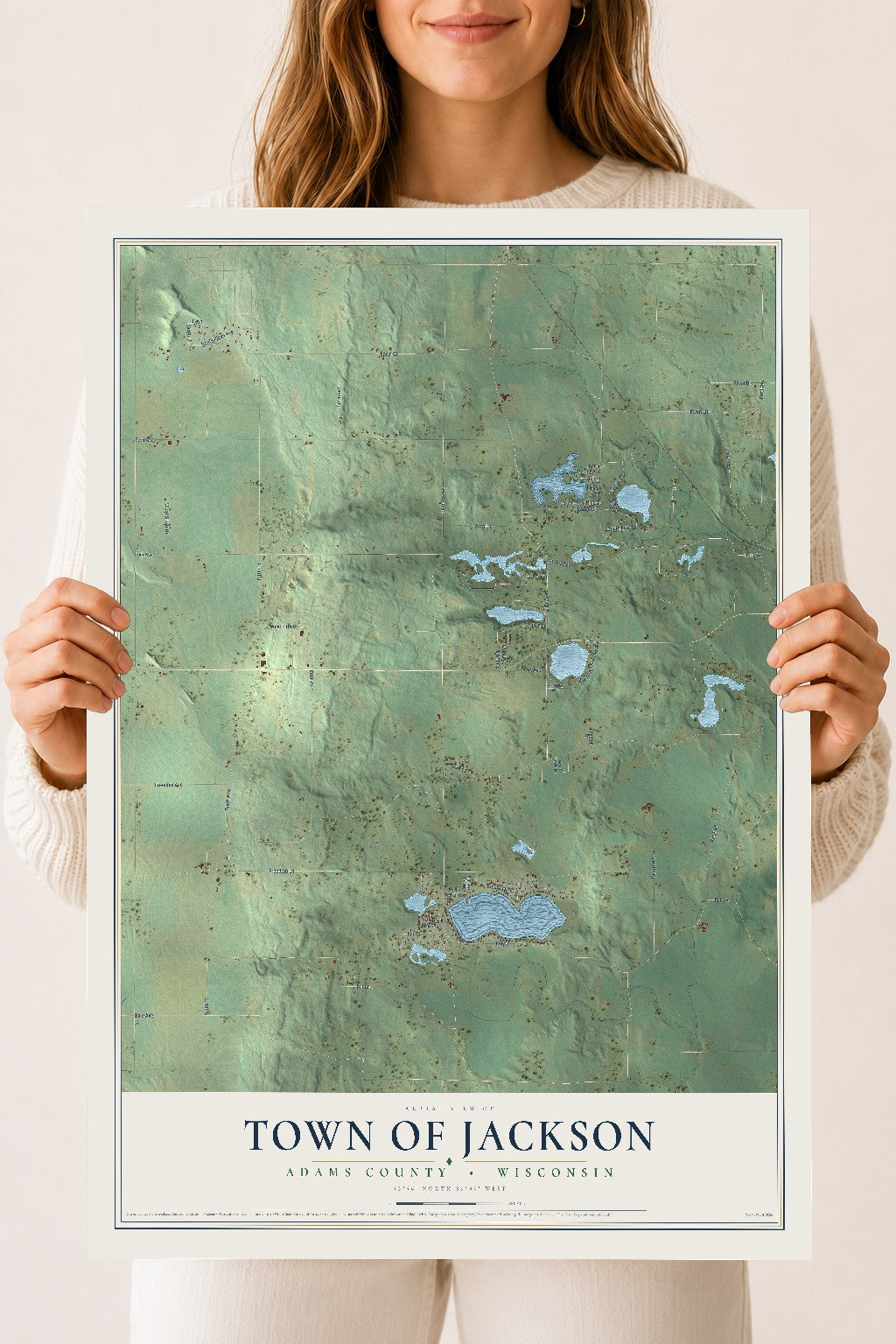 Map of the Town of Jackson, Adams County, Wisconsin, 18 x 24 inch unframed archival matte print