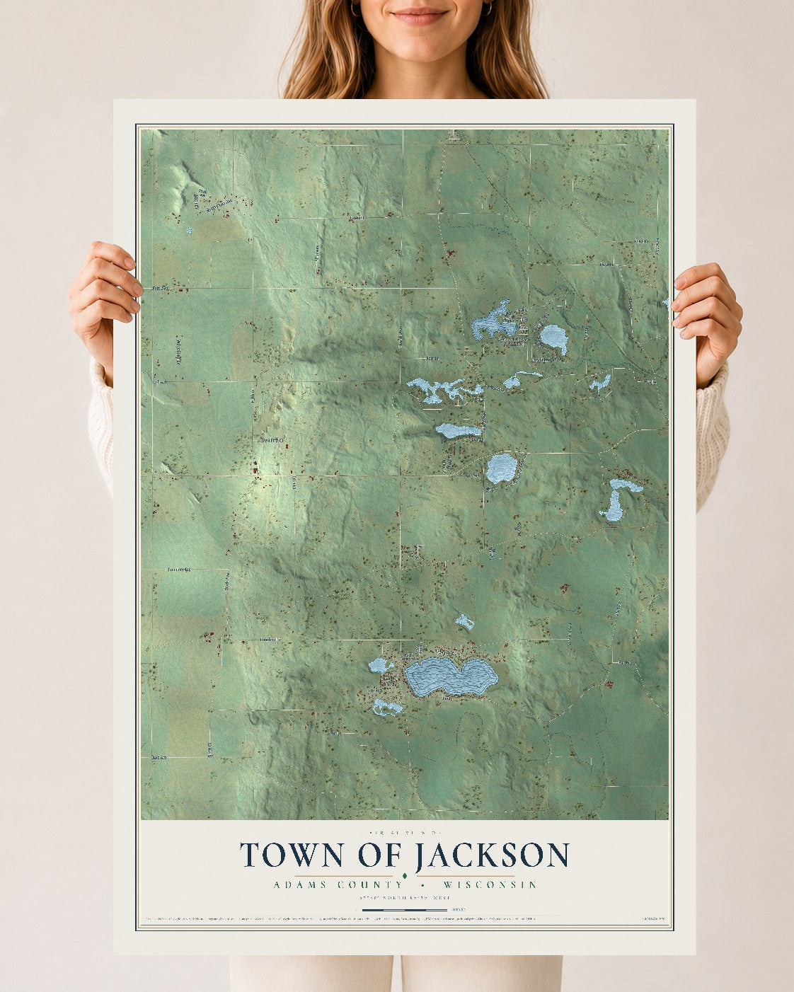 Map of the Town of Jackson, Adams County, Wisconsin, 24 x 36 inch unframed archival matte print