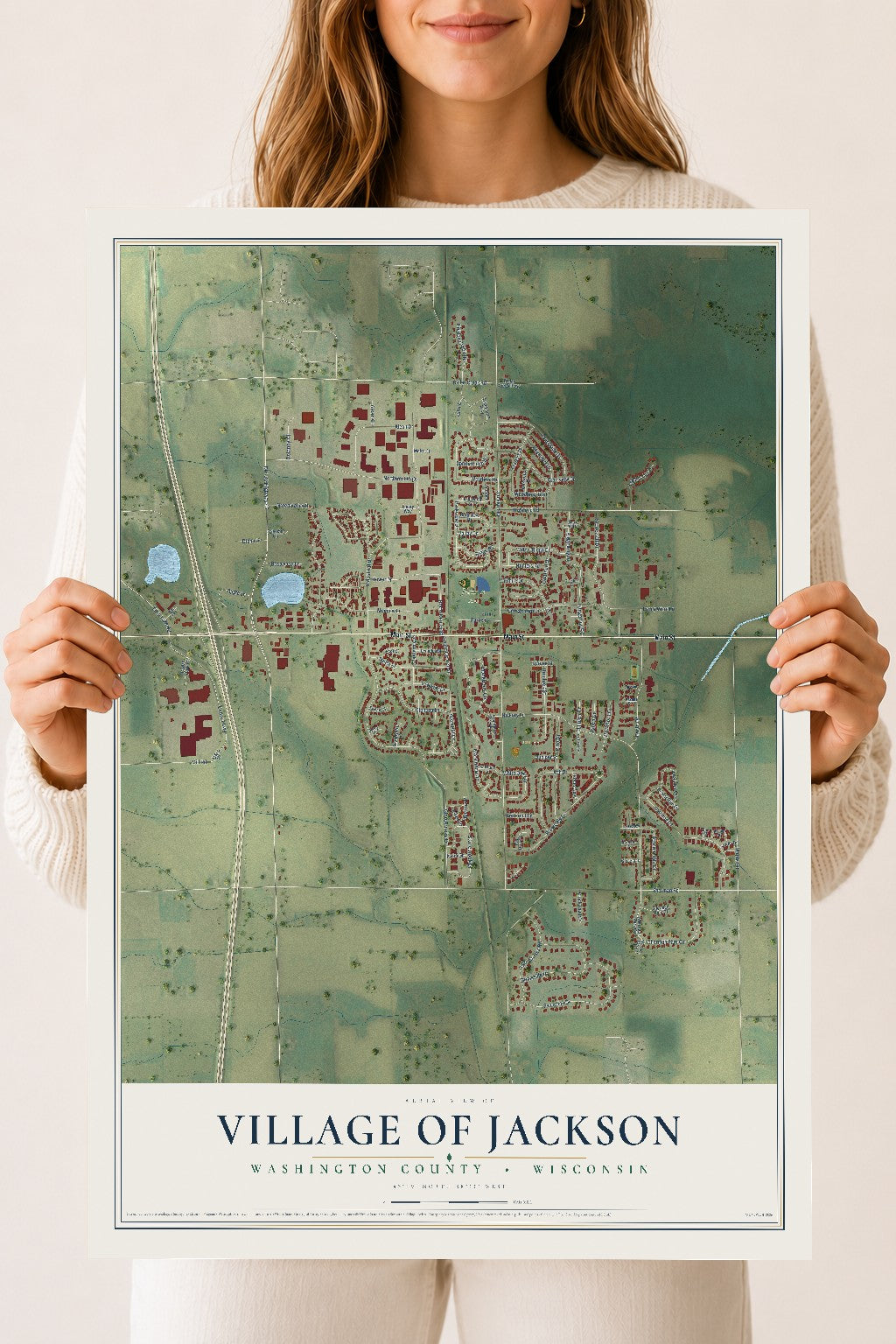 Map of Jackson, Wisconsin, 18 x 24 inch unframed archival matte print