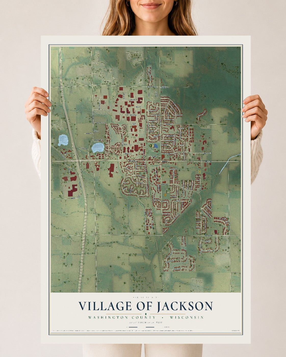 Map of Jackson, Wisconsin, 24 x 36 inch unframed archival matte print