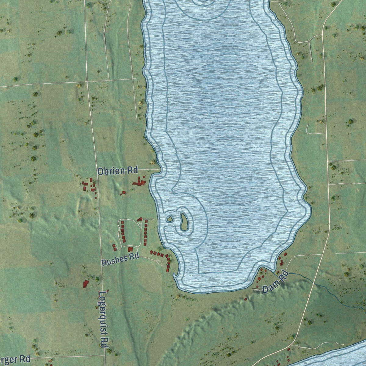 Second close-up of the map of Jacksonport, Wisconsin print showing more streets and buildings