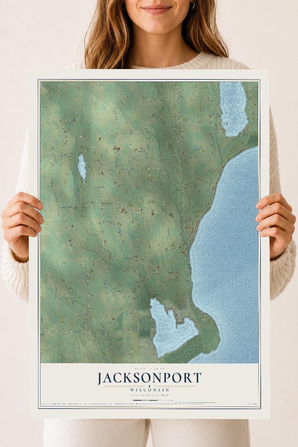 Map of Jacksonport, Wisconsin, 18 x 24 inch unframed archival matte print