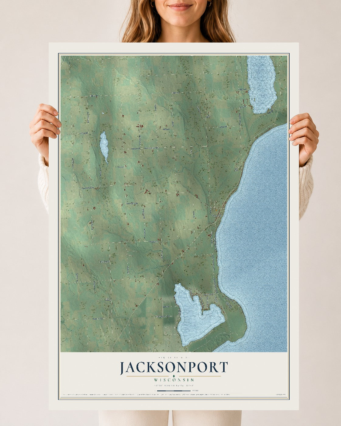 Map of Jacksonport, Wisconsin, 24 x 36 inch unframed archival matte print