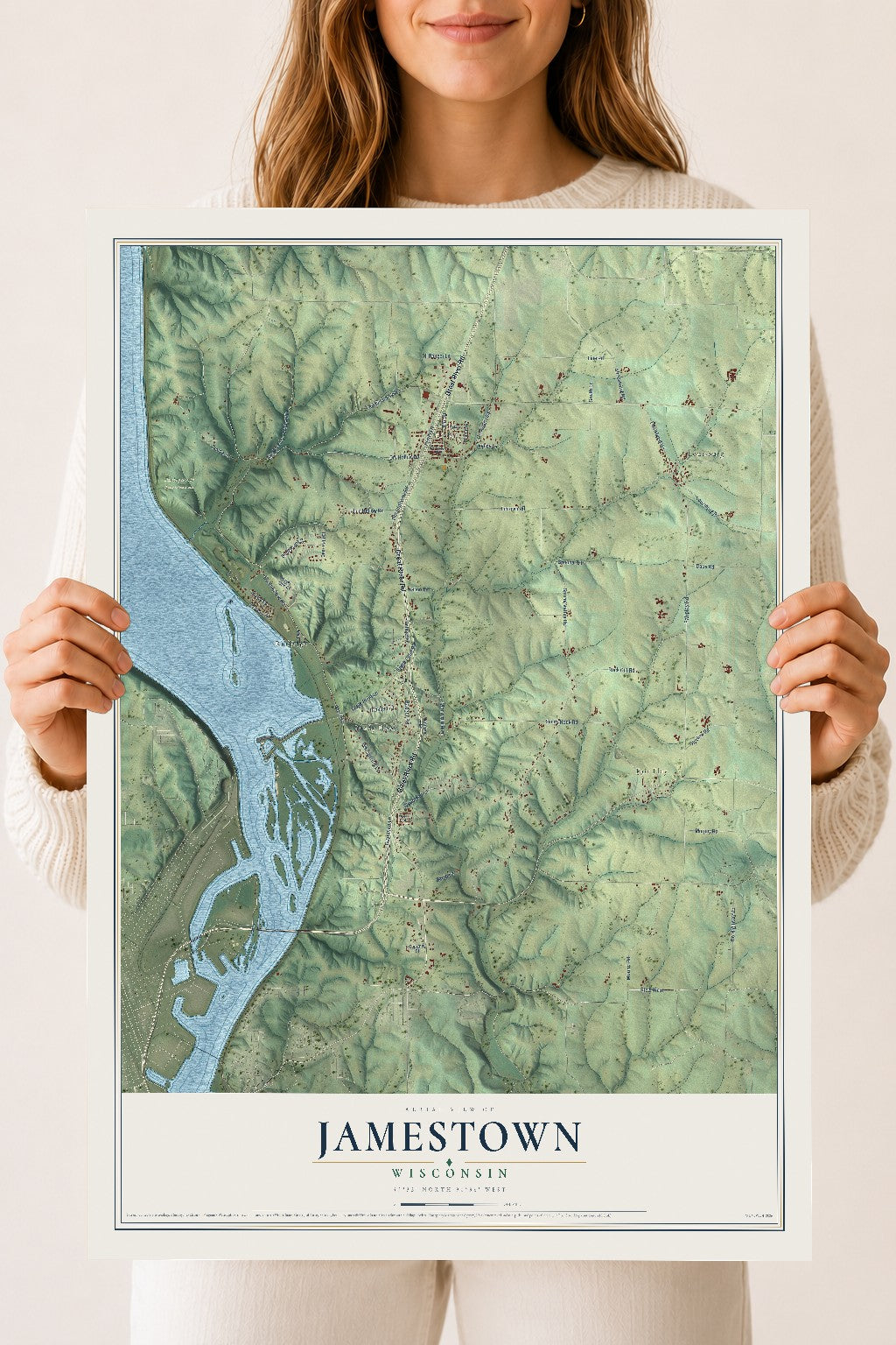 Map of Jamestown, Wisconsin, 18 x 24 inch unframed archival matte print