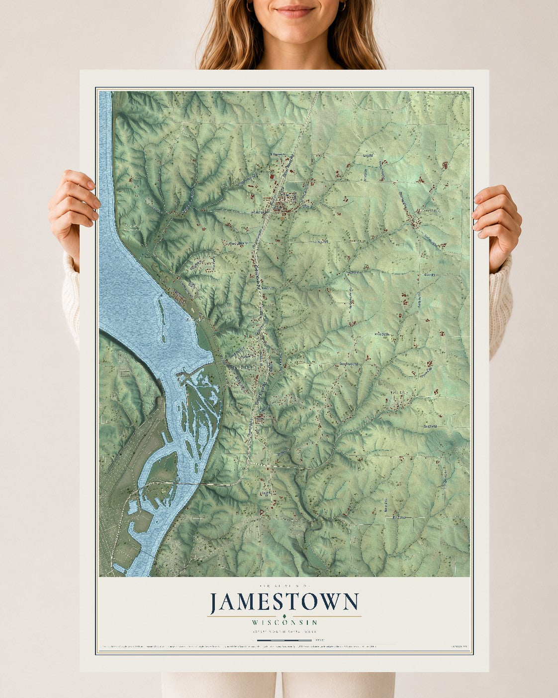 Map of Jamestown, Wisconsin, 24 x 36 inch unframed archival matte print