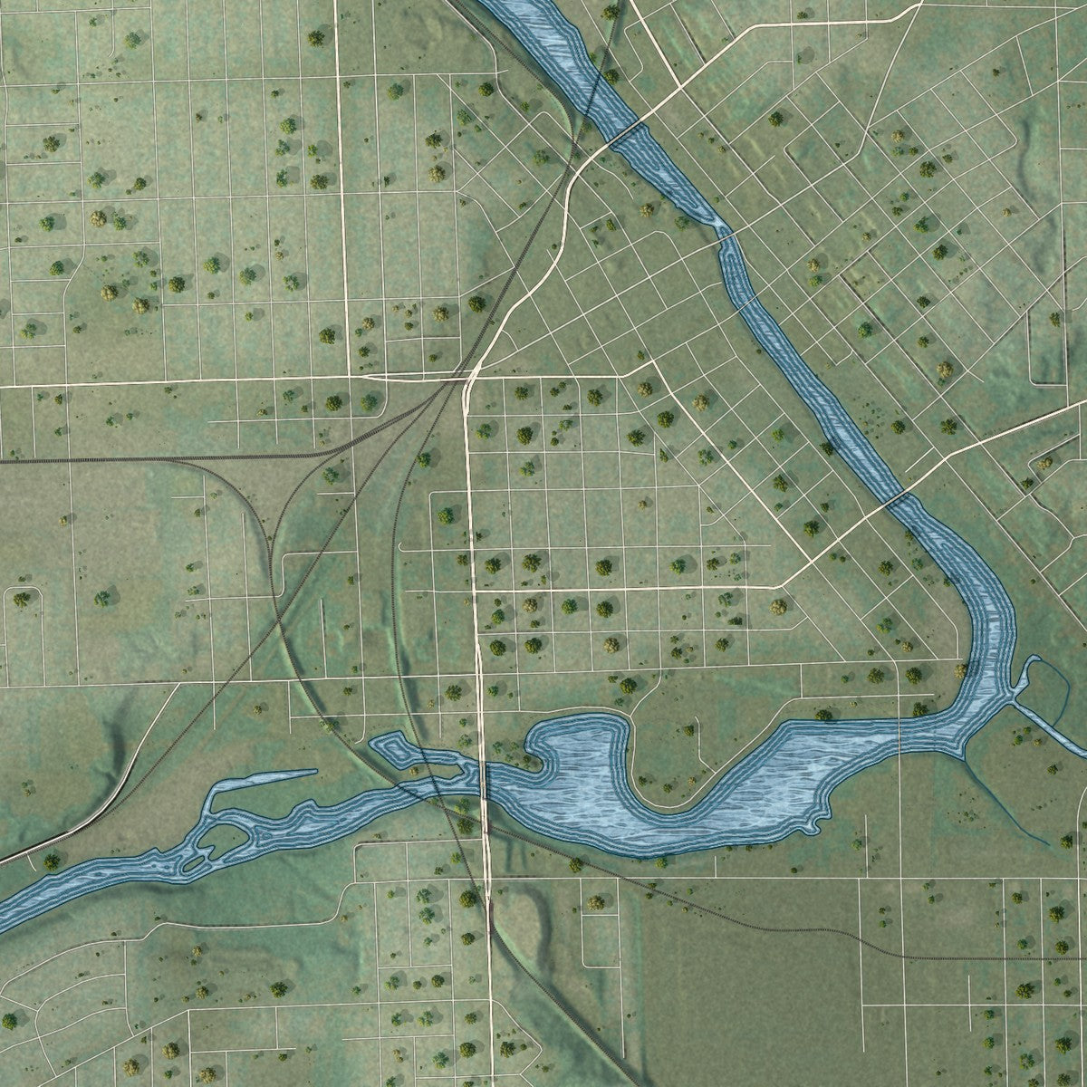 Close-up of the map of the Town of Janesville, Wisconsin print showing street and building detail