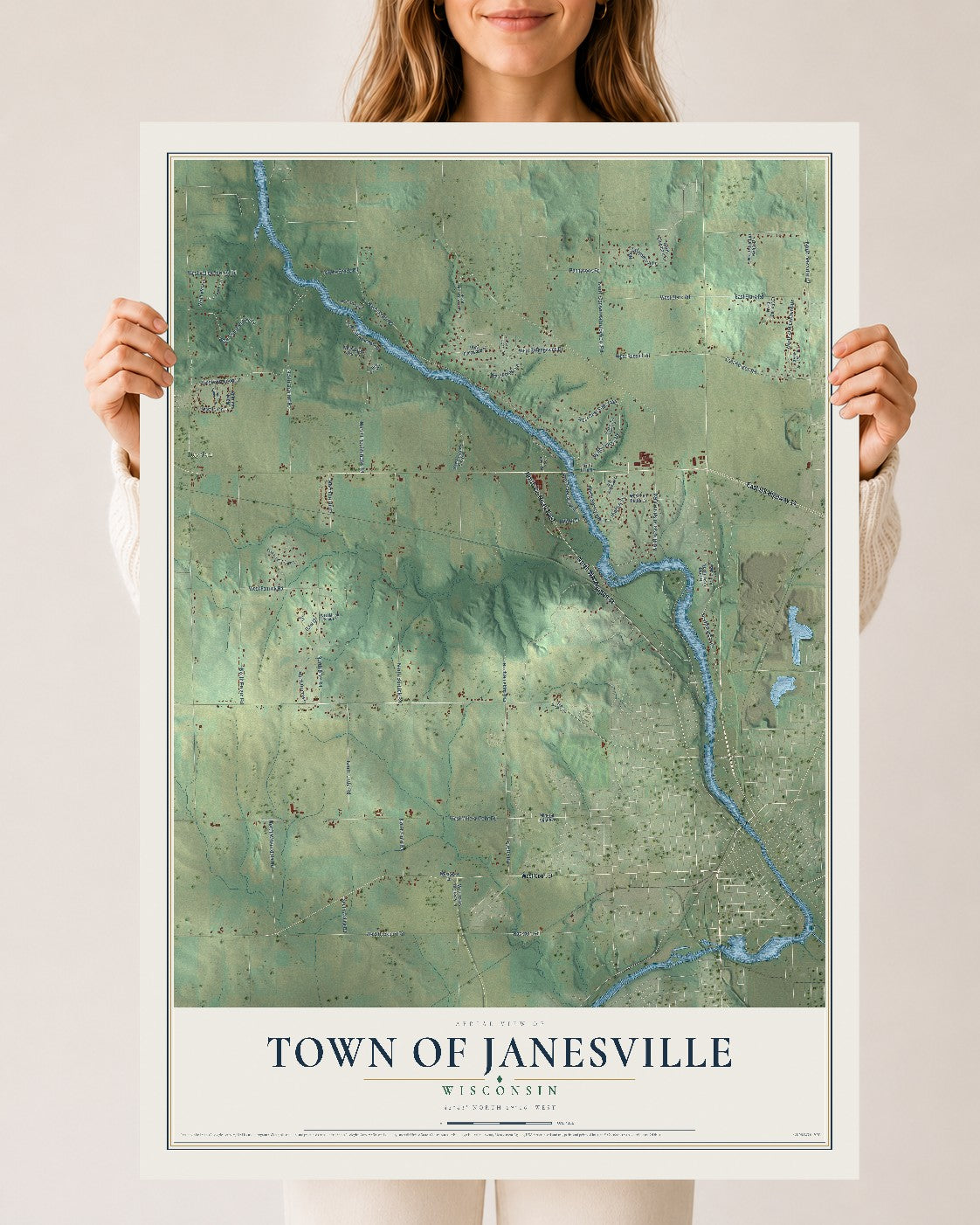 Map of the Town of Janesville, Wisconsin, 24 x 36 inch unframed archival matte print