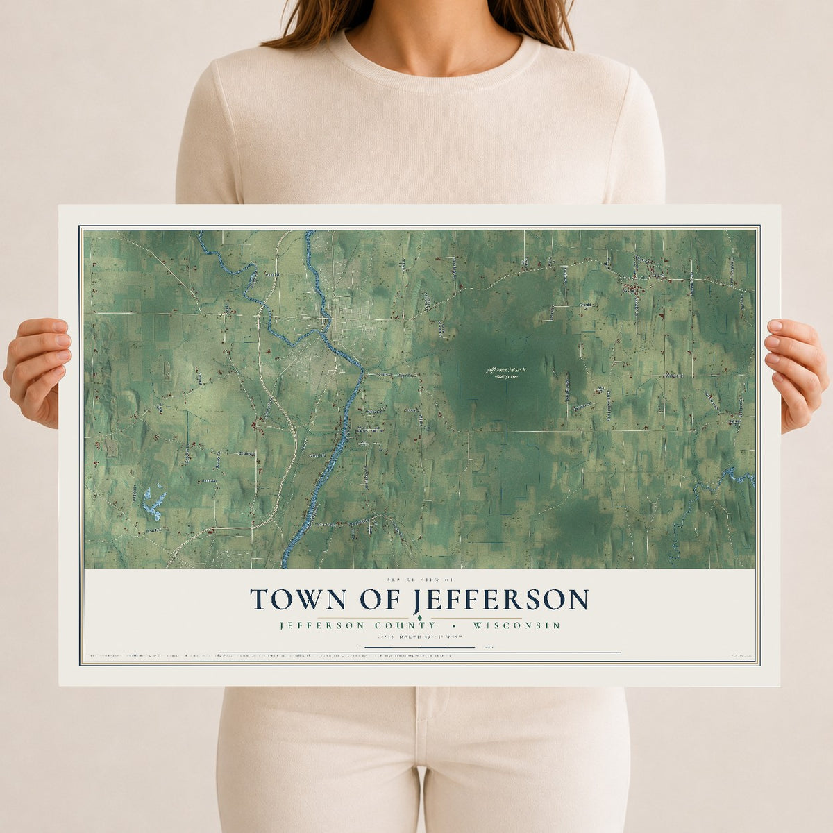 Map of the Town of Jefferson, Jefferson County, Wisconsin, 12 x 18 inch unframed archival matte print