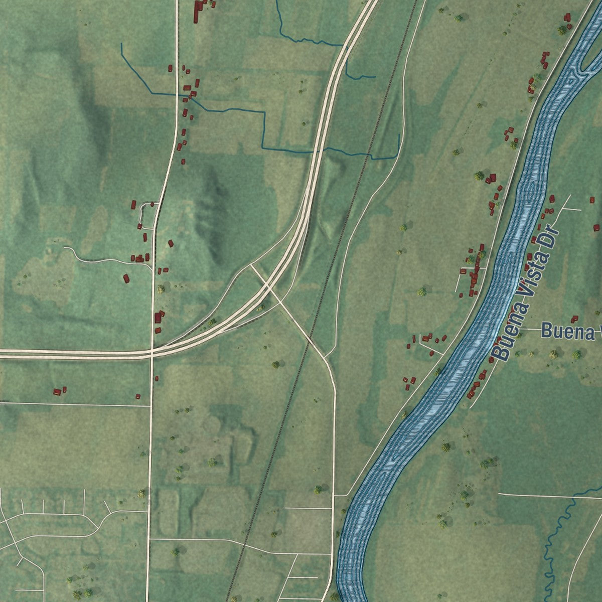 Second close-up of the map of the Town of Jefferson, Jefferson County, Wisconsin print showing more streets and buildings