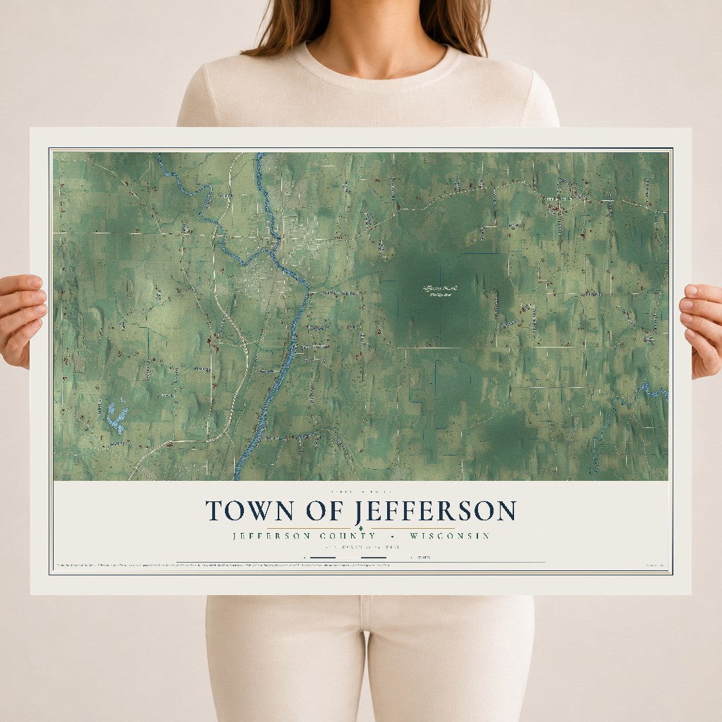 Map of the Town of Jefferson, Jefferson County, Wisconsin, 18 x 24 inch unframed archival matte print
