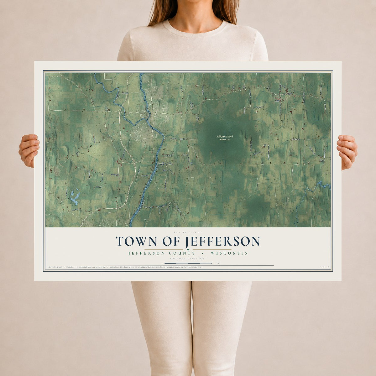 Map of the Town of Jefferson, Jefferson County, Wisconsin, 24 x 36 inch unframed archival matte print