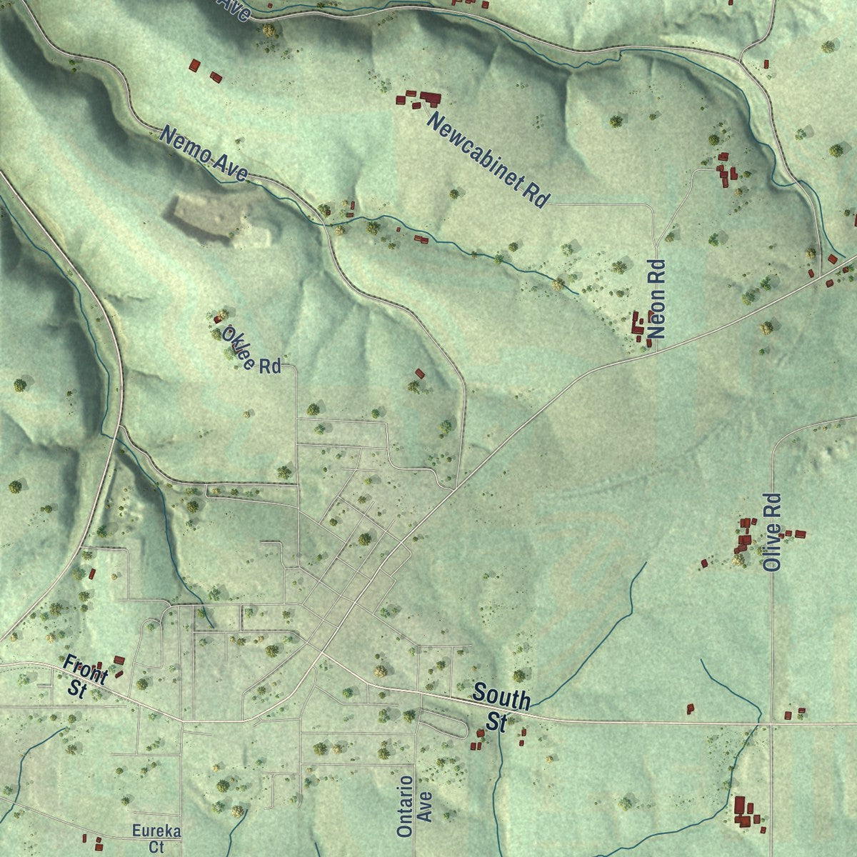 Close-up of the map of the Town of Jefferson, Monroe County, Wisconsin print showing street and building detail