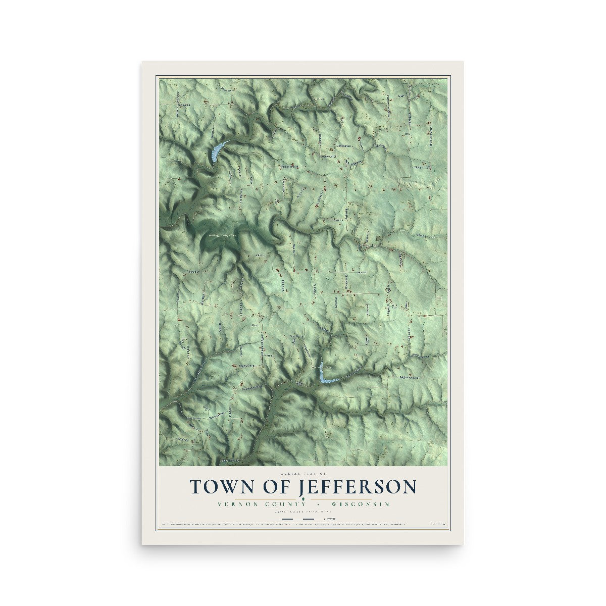 Map of the Town of Jefferson, Vernon County, Wisconsin, 12 x 18 inch unframed archival matte print