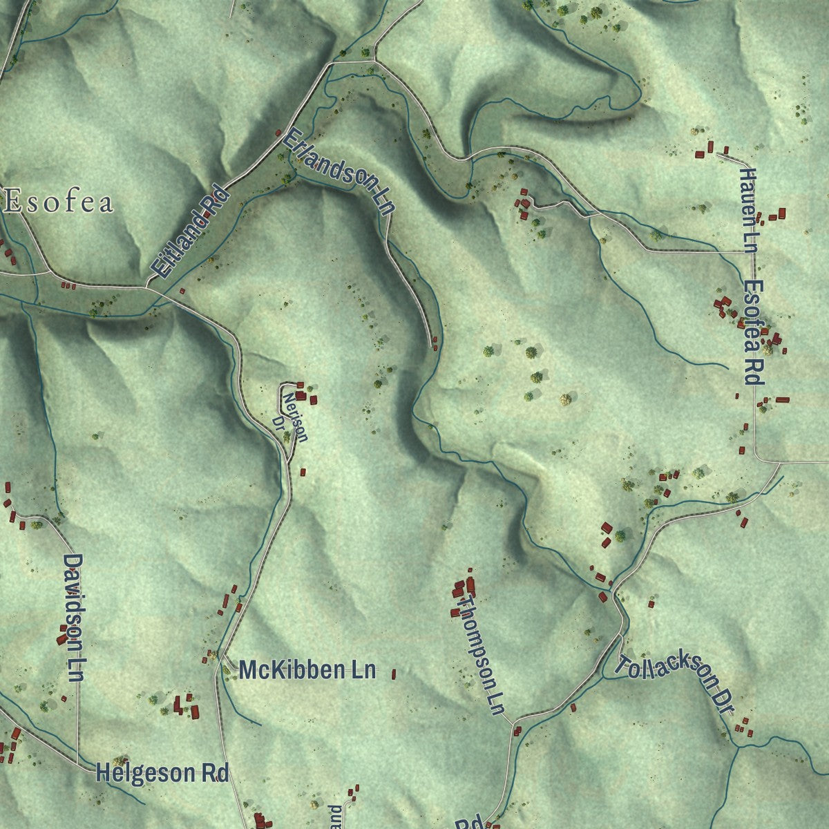 Close-up of the map of the Town of Jefferson, Vernon County, Wisconsin print showing street and building detail