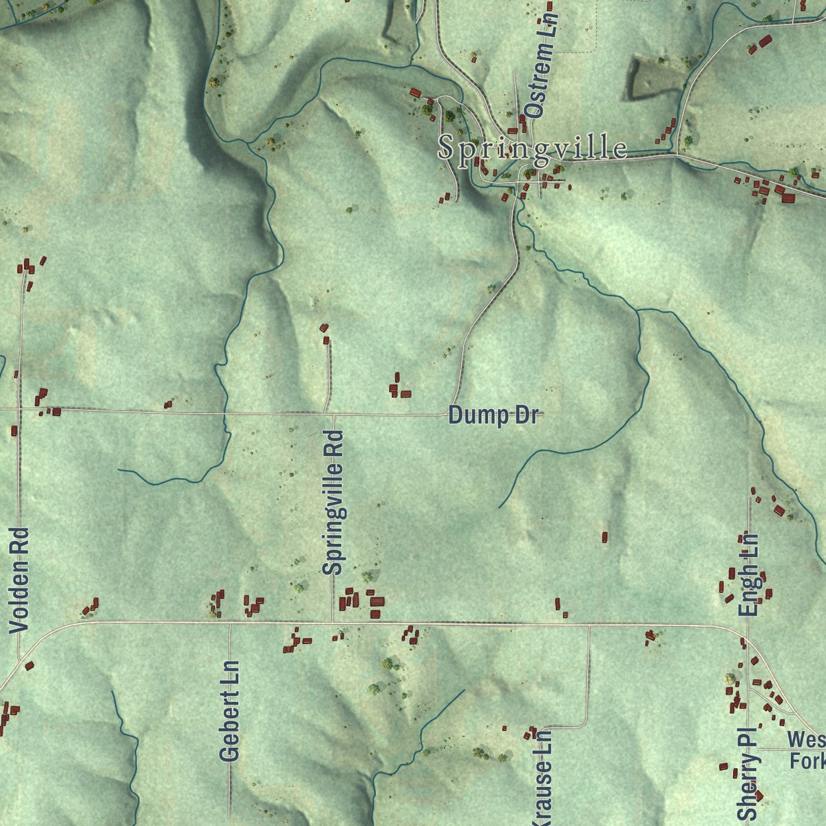 Second close-up of the map of the Town of Jefferson, Vernon County, Wisconsin print showing more streets and buildings