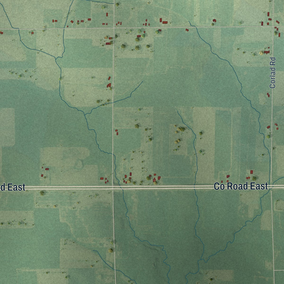 Second close-up of the map of Johnson, Wisconsin print showing more streets and buildings