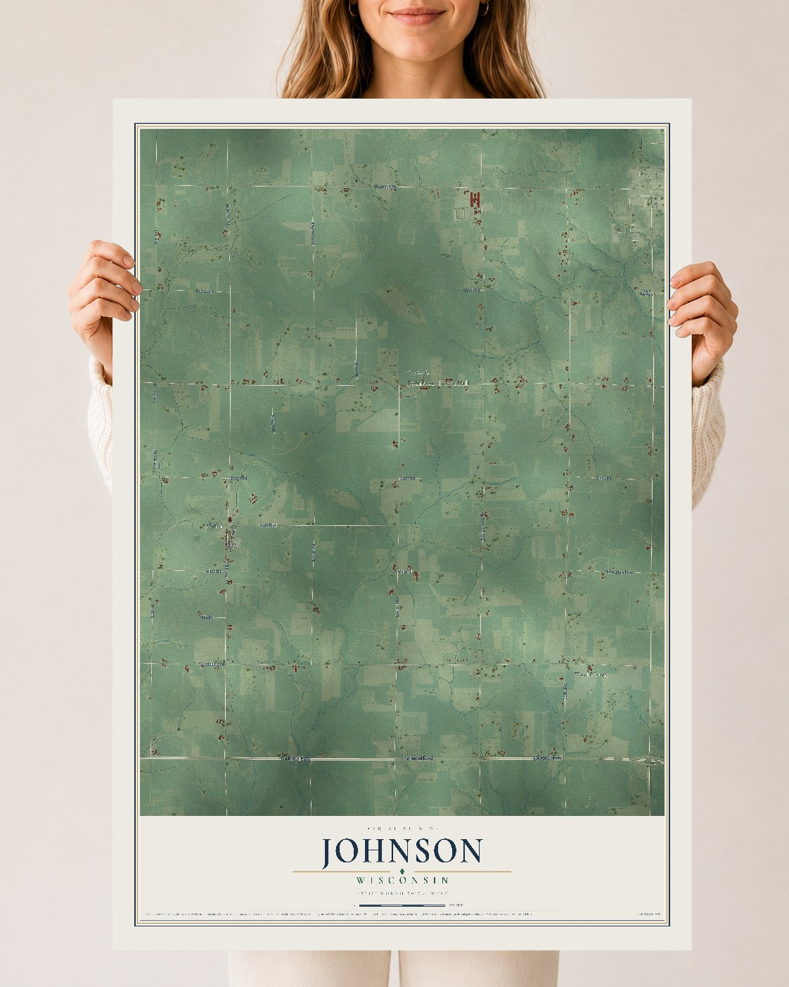 Map of Johnson, Wisconsin, 24 x 36 inch unframed archival matte print
