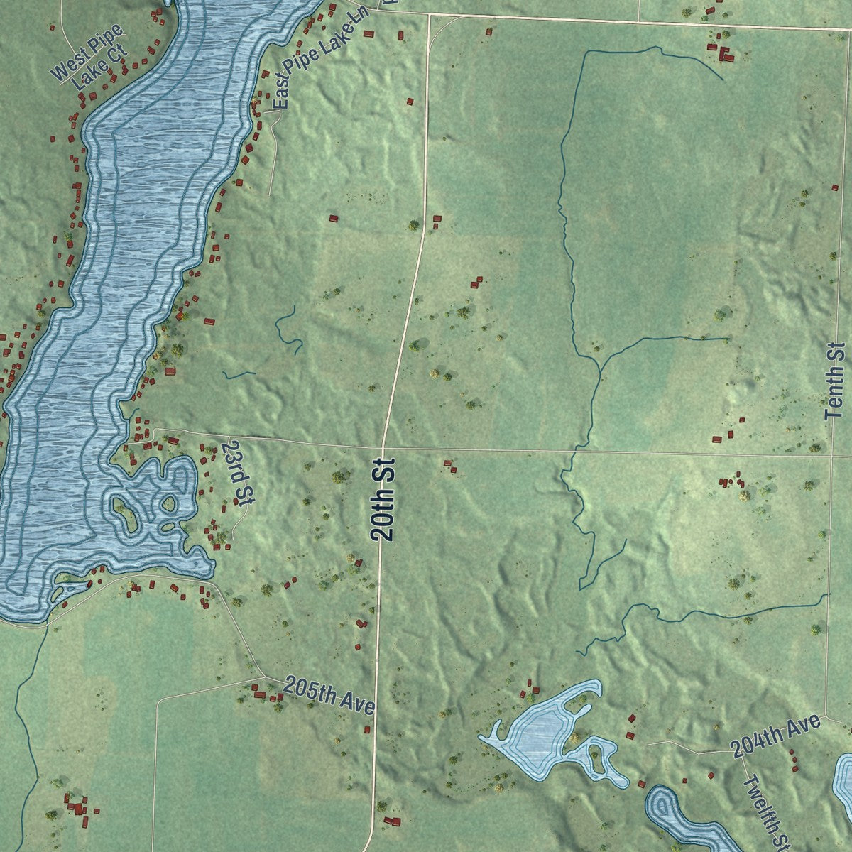 Close-up of the map of Johnstown, Polk County, Wisconsin print showing street and building detail