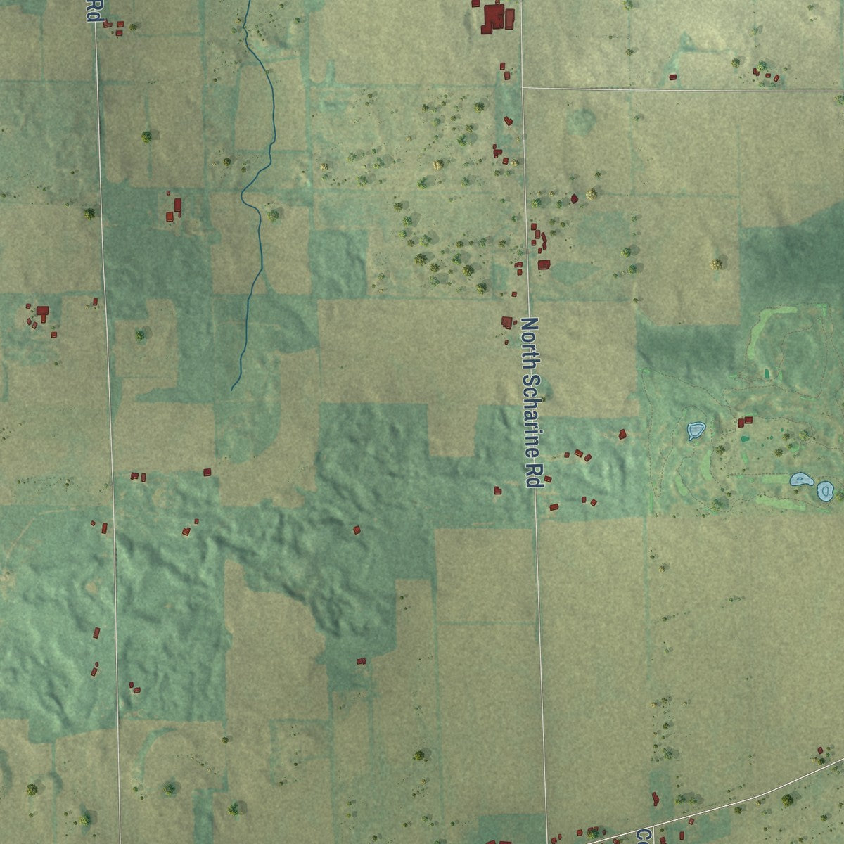 Close-up of the map of Johnstown, Rock County, Wisconsin print showing street and building detail