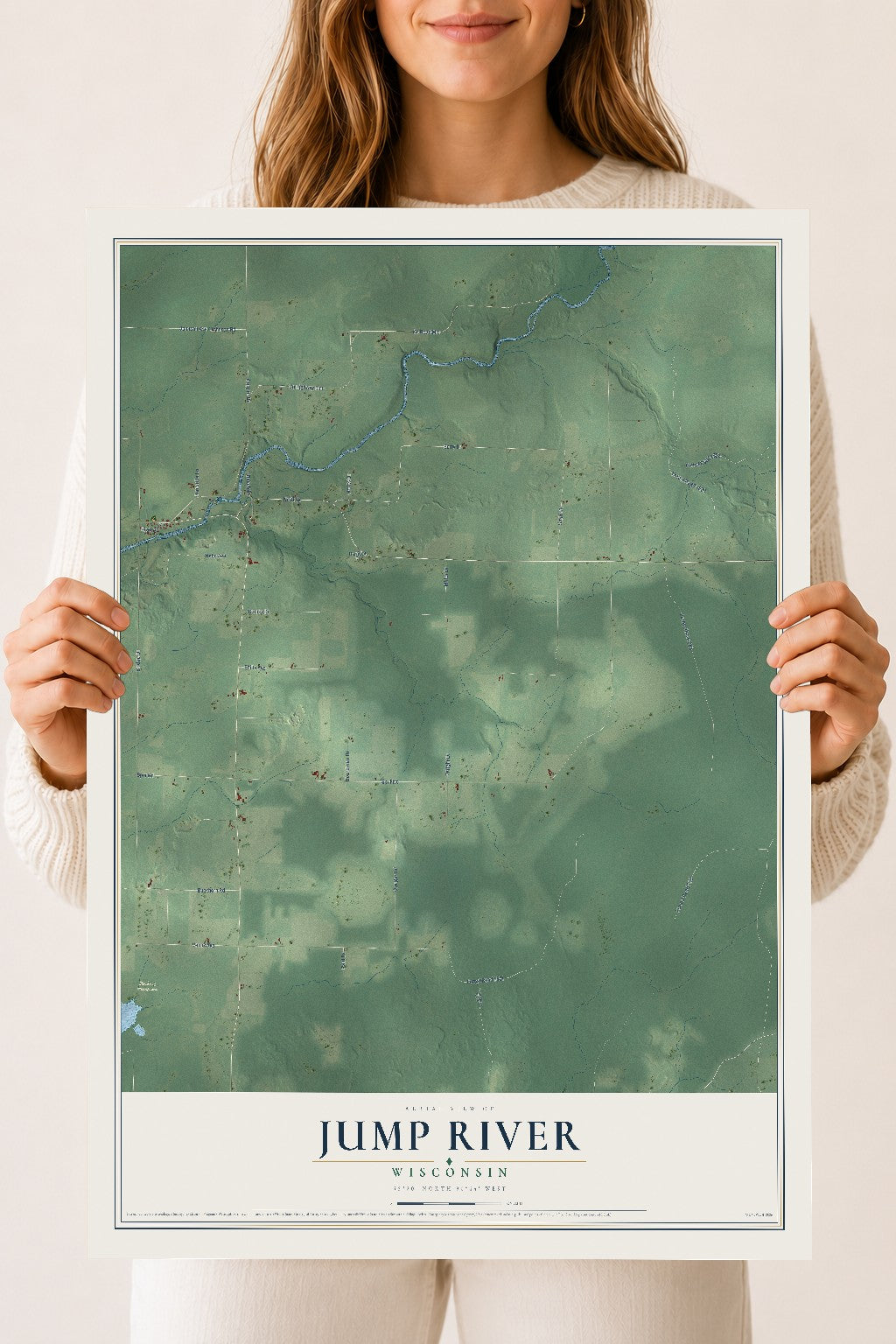 Map of Jump River, Wisconsin, 18 x 24 inch unframed archival matte print