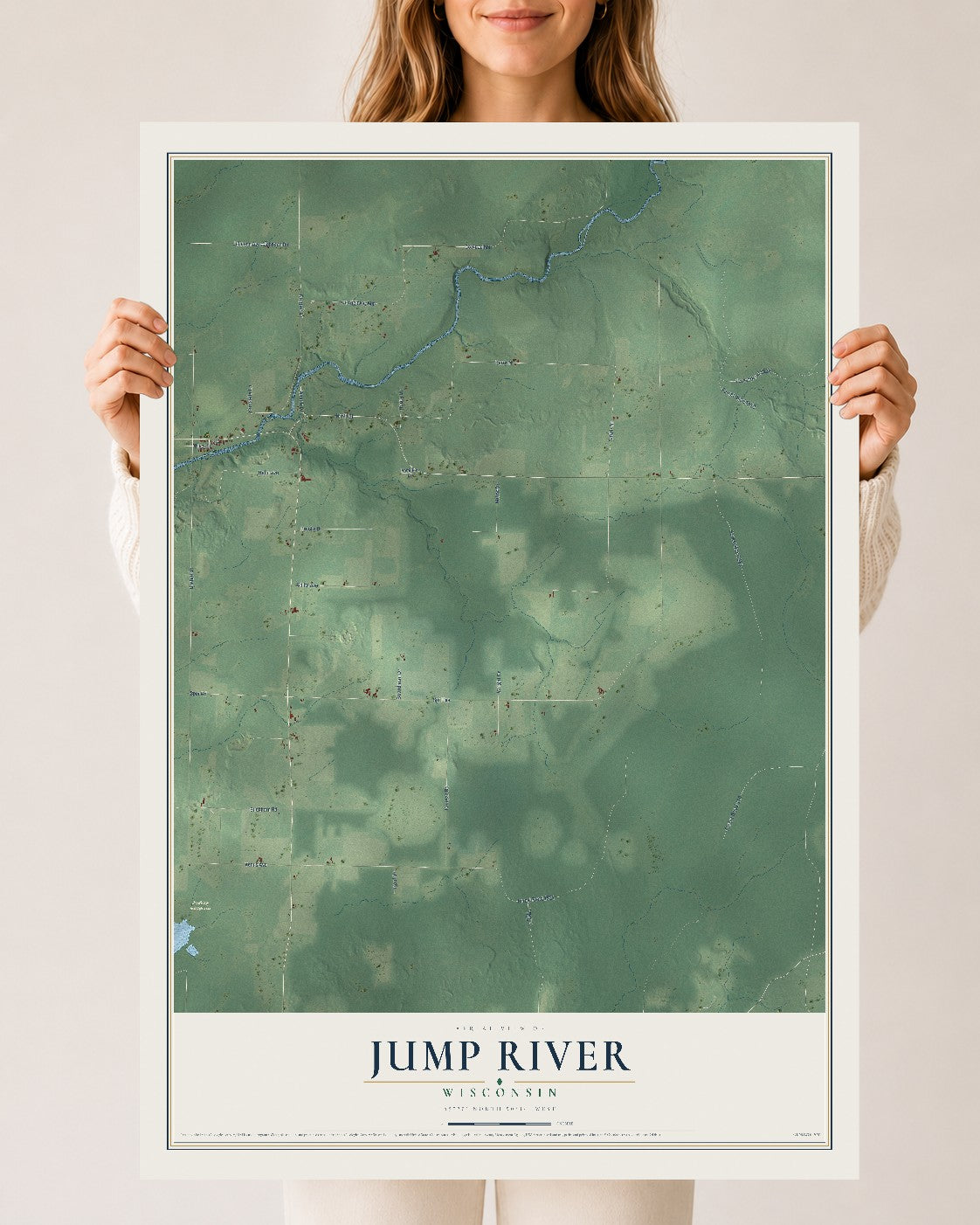 Map of Jump River, Wisconsin, 24 x 36 inch unframed archival matte print